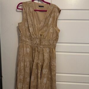 Gold Sleeveless Scoop Neck Midi Sundress